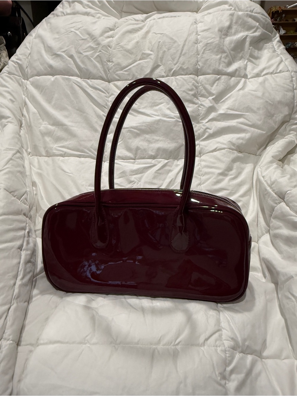 Patent Leather Burgundy Shoulder Bag